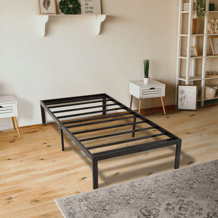 One Sleep VCE14BF04T 14 Inch Bed Frame Heavy Duty Steel Slat Anti-Slip Support Easy Assembly Maximum Storage Noise Free