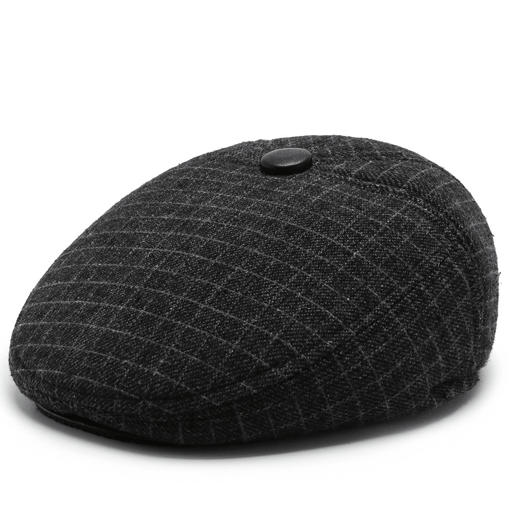 Men'S Forward Hat Cotton Hemp Breathable Big Head Fashion British Retro Men'S Winter Ear Protection Thickened Beret