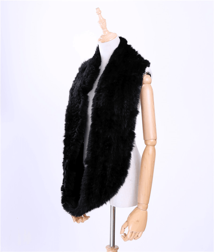 Rex Rabbit Fur Collar and Fur Woven Men'S Scarf Long Thick Double-Sided Warmth