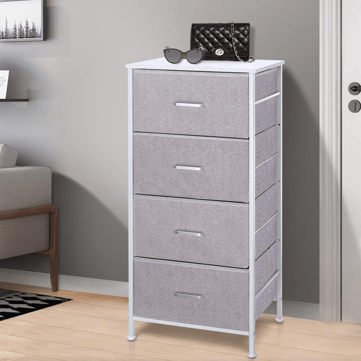 Kingso 4 Drawers Dresser for Bedroom Living Room Chest of Drawers Tall Dresser Organizer for Kids Children Baby Nursery Toddler, Grey