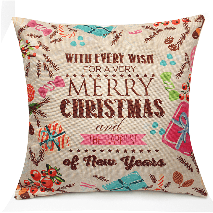 18"X18"Christmas LED Lights Linen Pillow Case Cushion Cover Sofa Case Home Decor