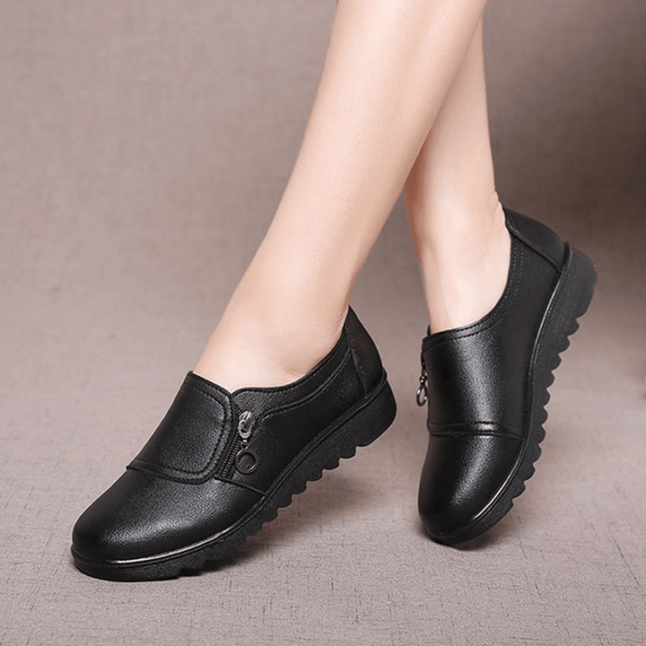 Women Casual Leather Slip on Outdoor Flat Loafers