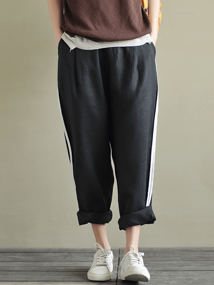 Women Striped High Waist Long Harem Loose Trousers