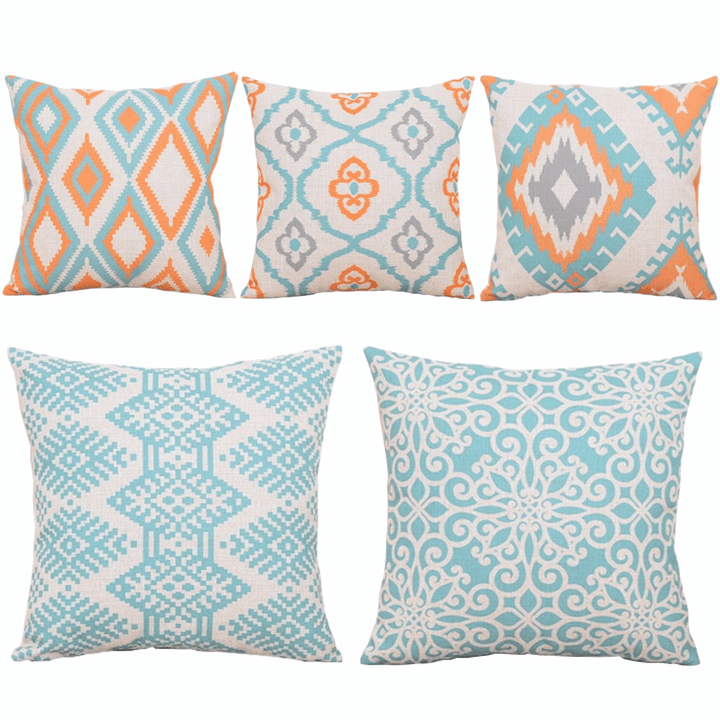 45X45Cm Square Linen Pillow Cases Nordico Geometric Pattern Chair Cushion Home Office Decor