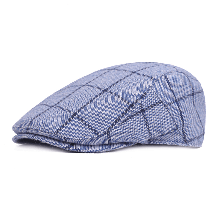 Men'S Plaid Cap Cotton College Style