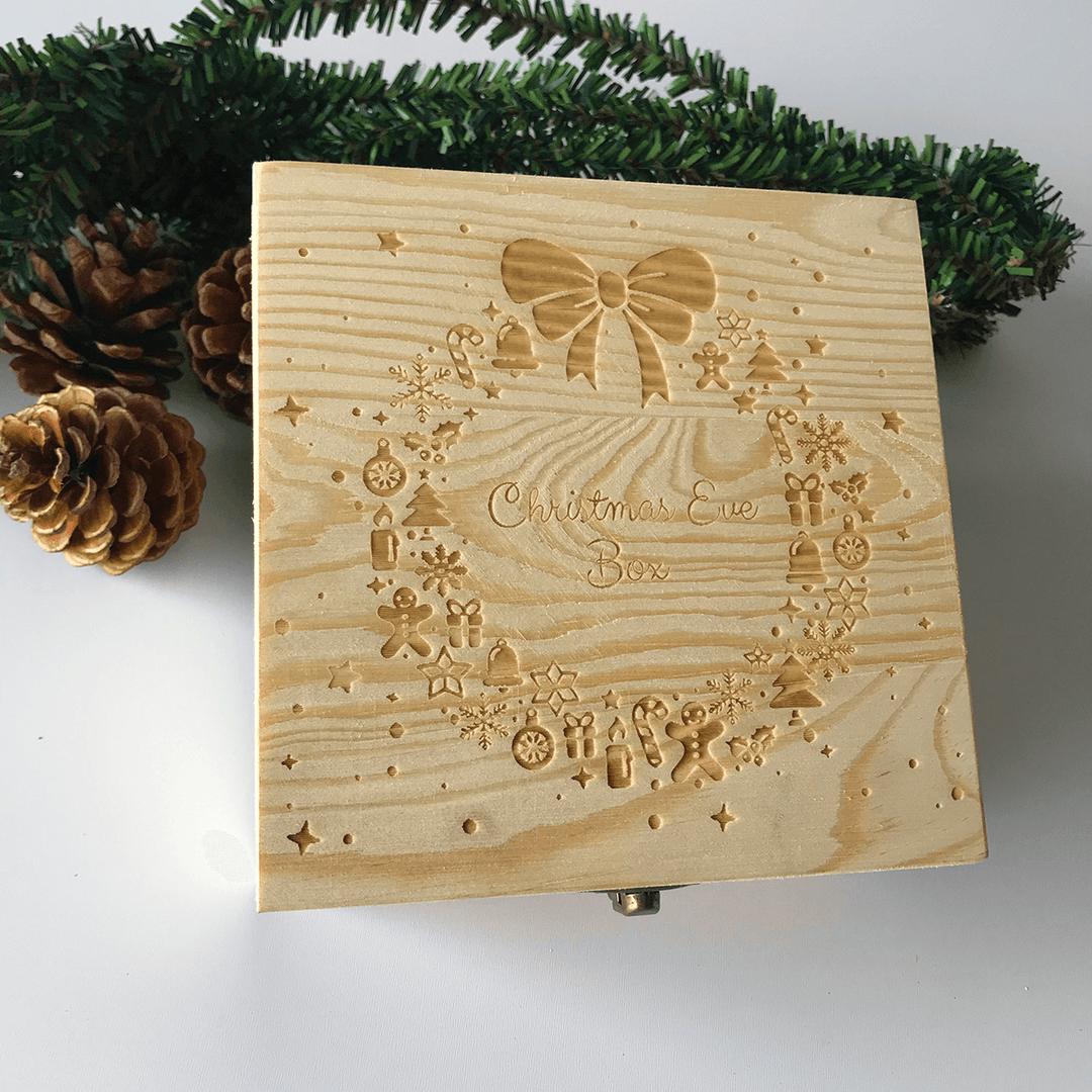 Christmas Decorations EVE BOX Christmas Wooden Carving Gift Box Creative Xmas Tree Box Chocolate Greeting Cards Apples Children Gift Box - MRSLM