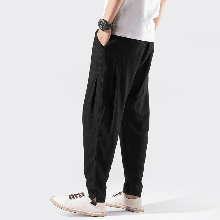 Linen Pants Chinese Style Casual Loose Large Size Harem Pants