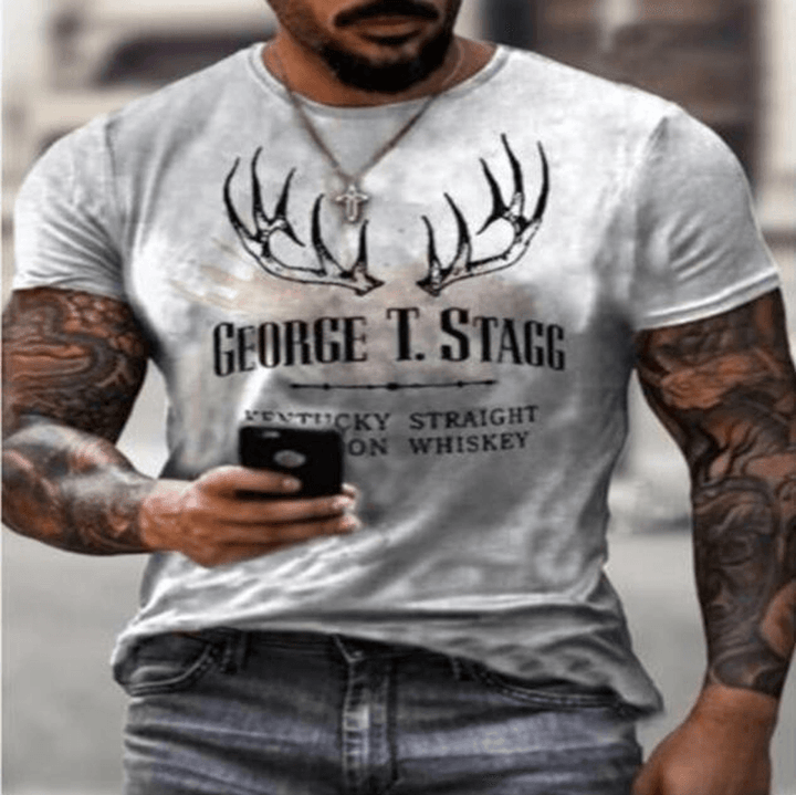 Men'S Summer Youth Sports Slim-Fit Printing plus Size T-Shirt