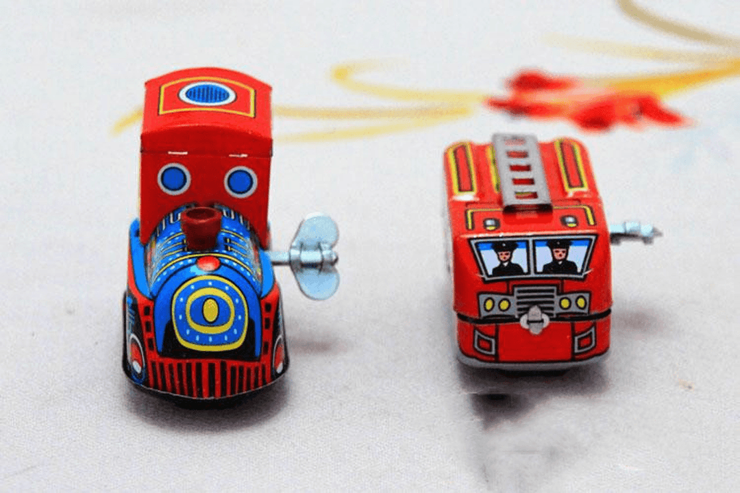 Nostalgic Classic Tradition Childhood Childhood Memories Retro Iron Clockwork Small Locomotive Fire Truck Toy