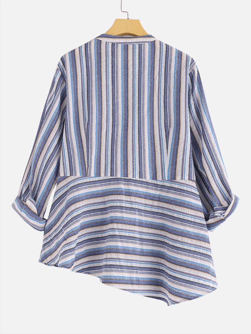 Chic Striped 3/4 Sleeve Blouse