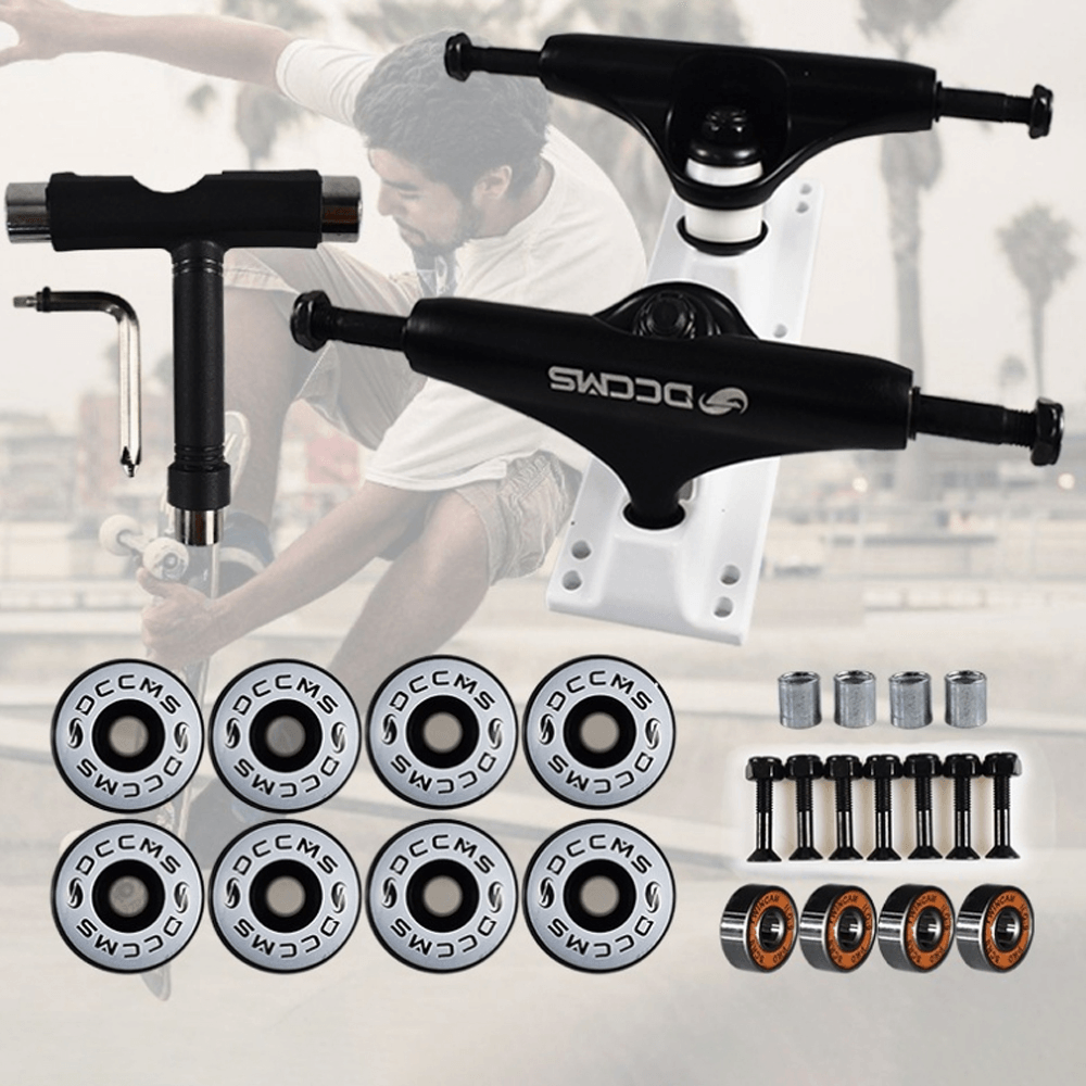 5 Inch Skateboard Trucks Alloy Longboard Holders Brackets with 8 Pcs 51Mm Diameter Wheels Cycling