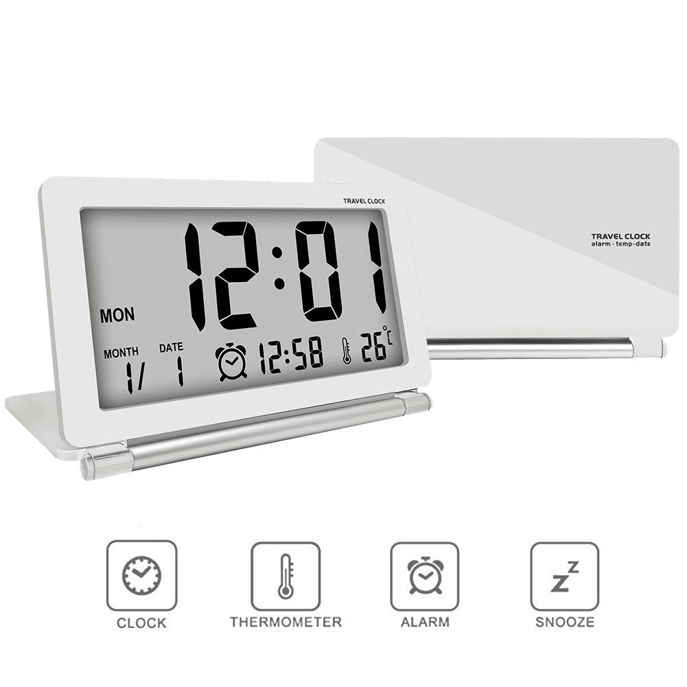 DC-11 Electronic Travel Alarm Clock Folding Desk Clock with Temperature Date Time Calendar - MRSLM