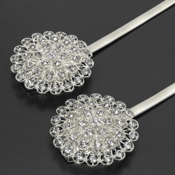 Pair of Magnetic Curtain Tiebacks Crystal Tie Backs Buckle Clip Holdbacks Room Decor