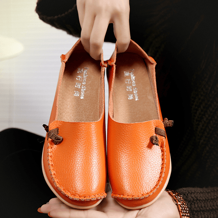 Large Size Soft Leather Multi-Way Flat Loafers for Women - MRSLM