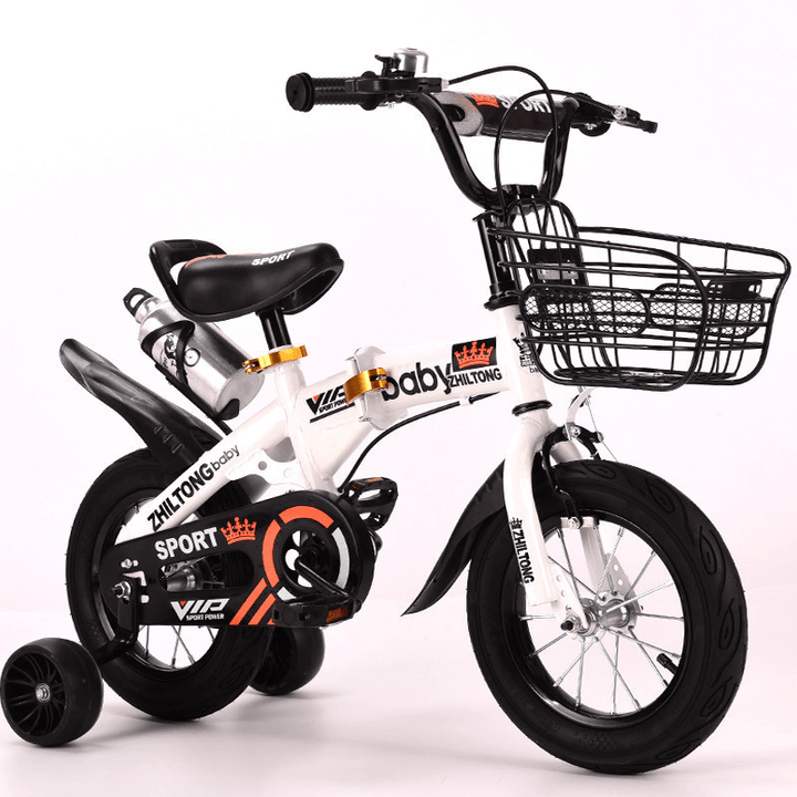 12Inch 4 Wheels Kids Adjustable Folding Balance Bike with Kettle ShelfÔºÜFlashing Wheels Baby Children Bicycle for Aged 2-4 BoysÔºÜGirls Gifts - MRSLM