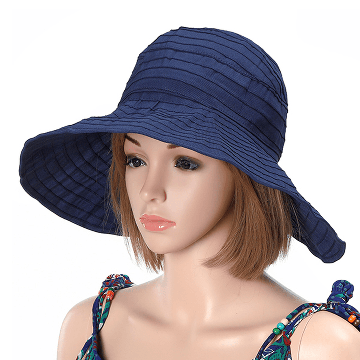 Women Foldable Sun Protective Beach Hat Summer Outdoor Gardening Anti-Uv Wide Brim Visor Cap - MRSLM