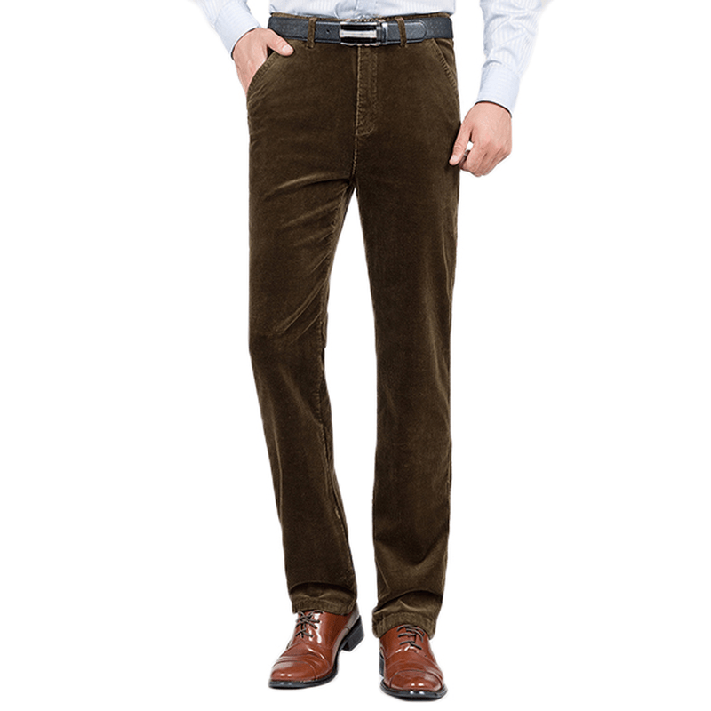 Mens Fall Winter Thick Warm Corduroy Business Straight Pants