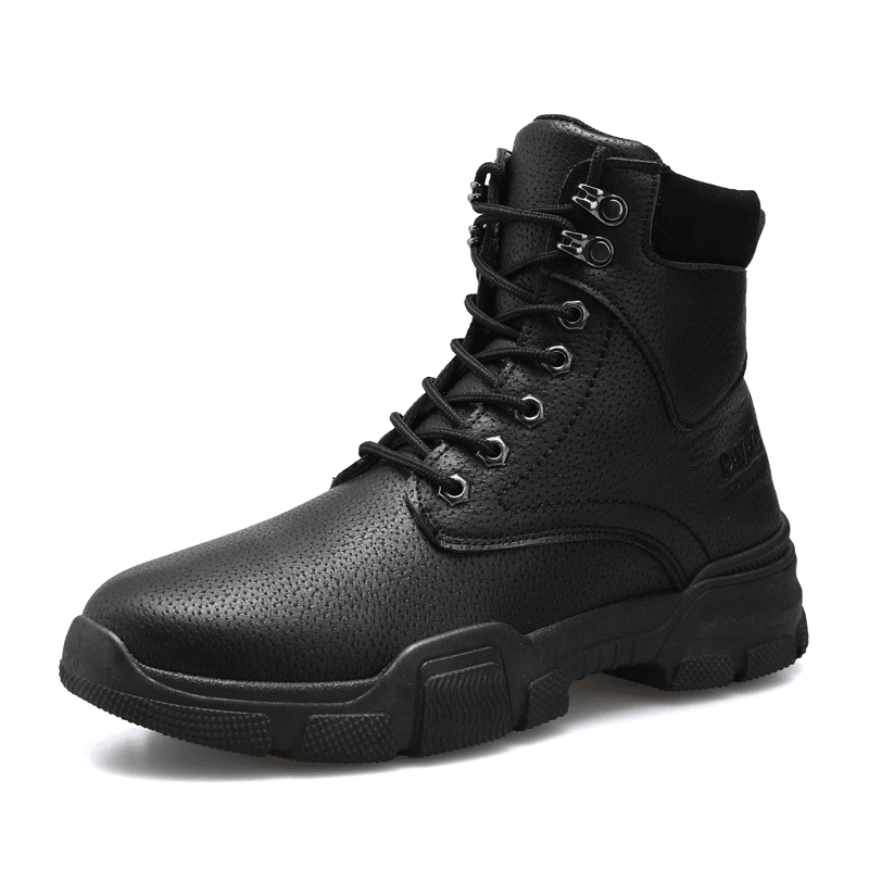 Men Stylish Sport Microfiber Leather Lace up Casual Ankle Boots