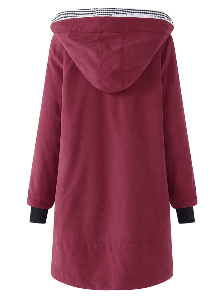 Casual Pure Color Hooded Pocket Coats