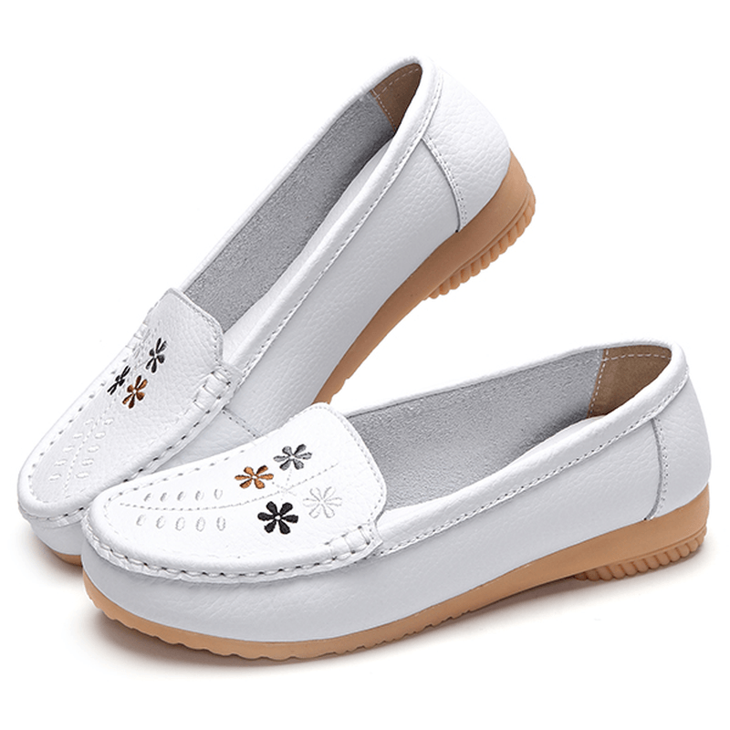 Flower Embroidery Casual Slip on Flat Shoes