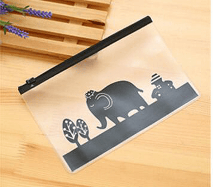 2018 Stationery Bag Cute Animal Translucent Matte Paper Bag Zipper Pencil Case - MRSLM