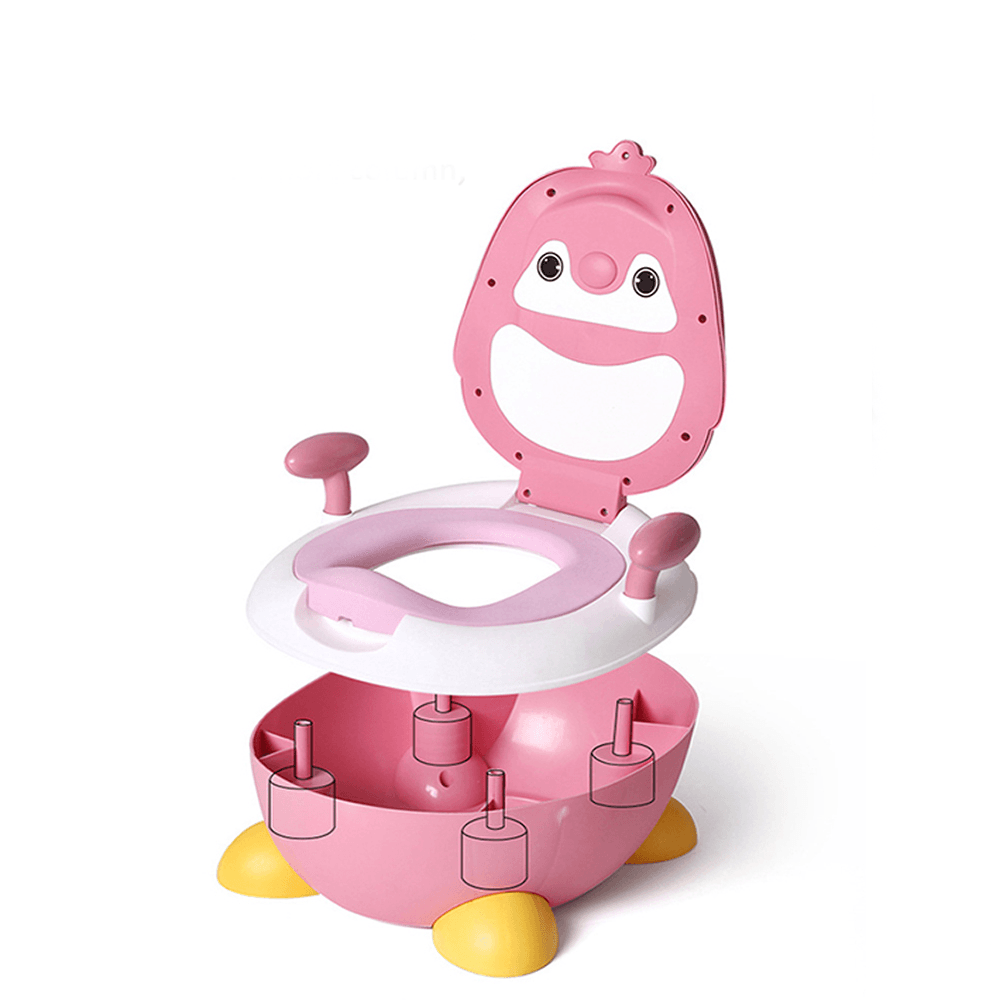 Children Potty Penguin Shape Spatterproof Urine Portable Toilet Freely Adjustable Height for Kid Care