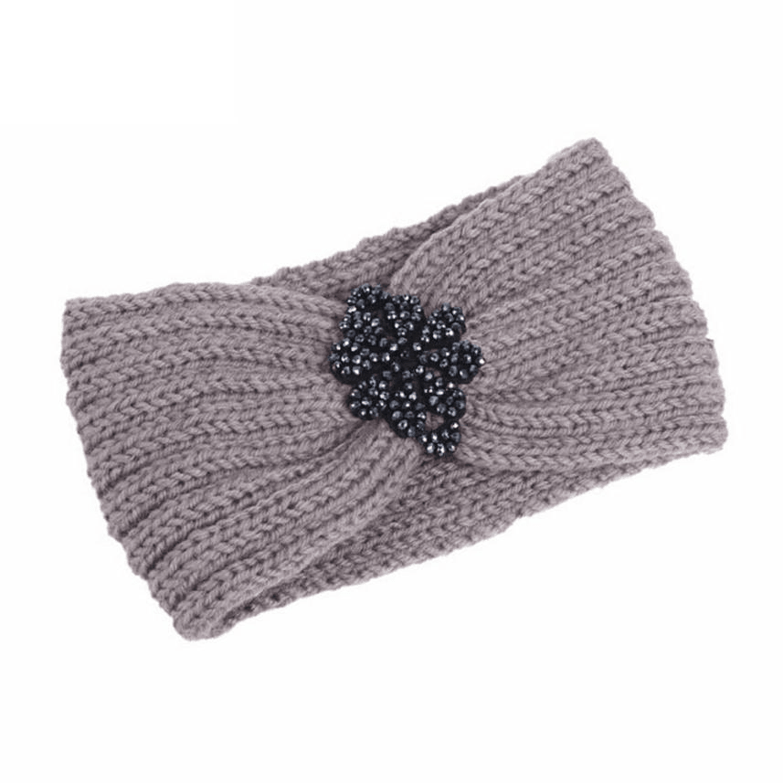 Handmade Crystal Beaded Wool Knitted Headband