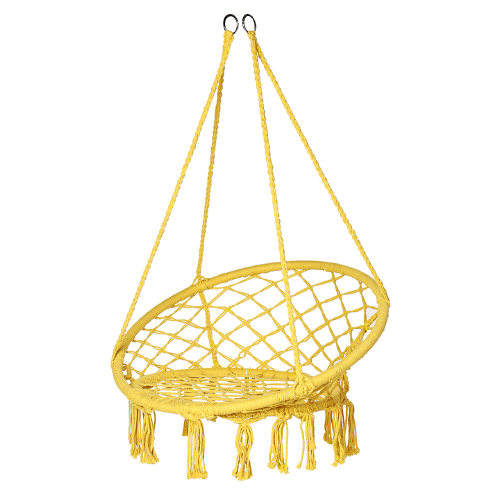 Cotton Metal Swing Seat Hanging Chair Hammock Max Load 240Kg for Outdoor Garden Camping - MRSLM