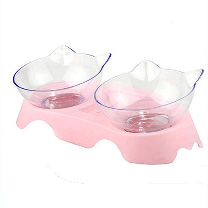 15 Degree Raised Pet Bowls Cats Food Water Feeder Plastic Tilted Elevated Bowl for Pets Care - MRSLM