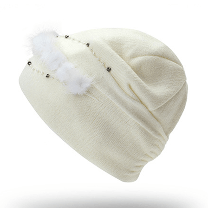 Women Outdoor Winter Thicken Ski Beanie Cap Earmuffs Flexible Knit Hat