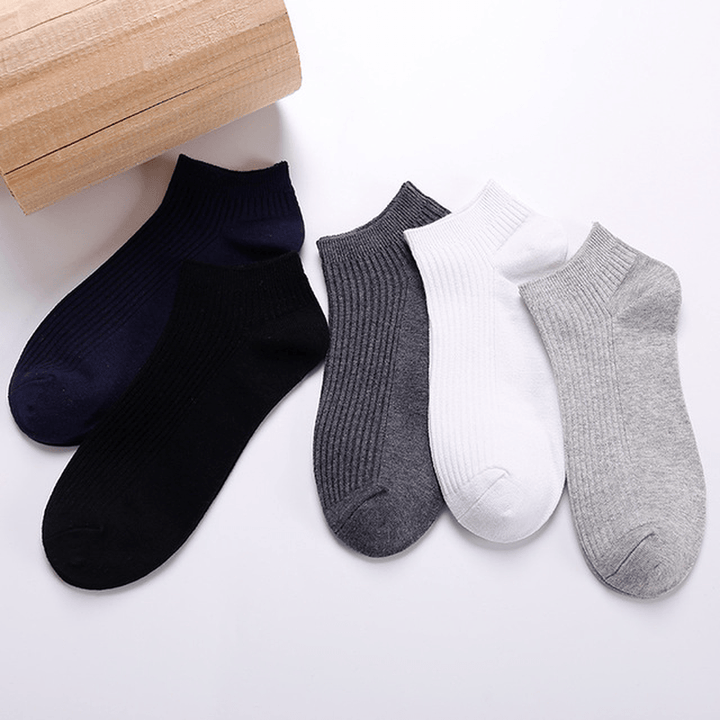 Men'S New Breathable Double Needle Boat Socks Men'S Socks Wild Solid Color Draw Socks Socks Cotton Sweat Socks