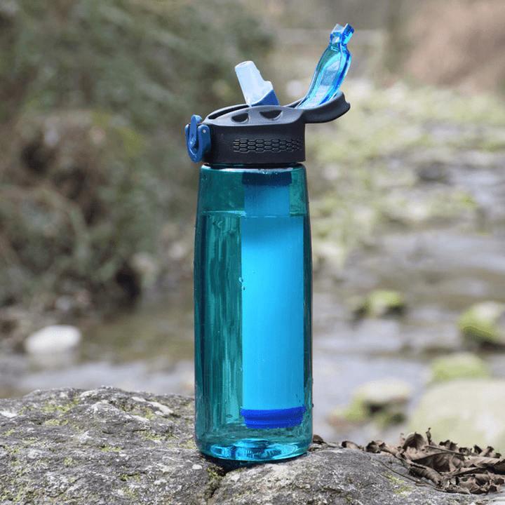 650Ml Filter Water Bottle 1500L Water Filter Capacity BPA Free Leak-Proof Filter Water Cup 250Ml/Min Clean Water Camping Hiking Travel Fishing