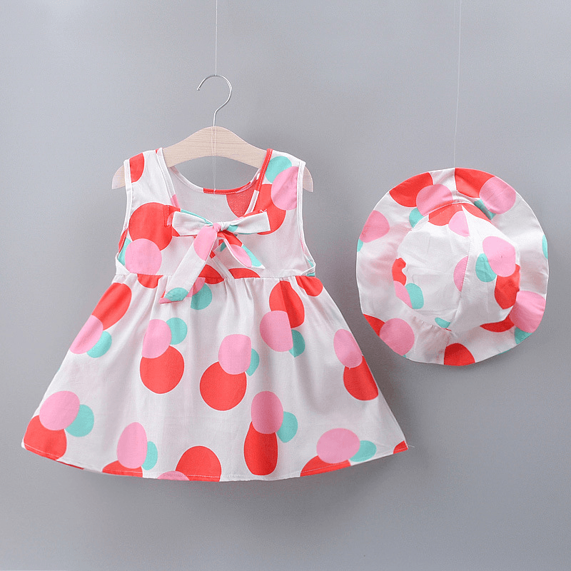 Color Dot Bow Sleeveless Tank Dress - MRSLM