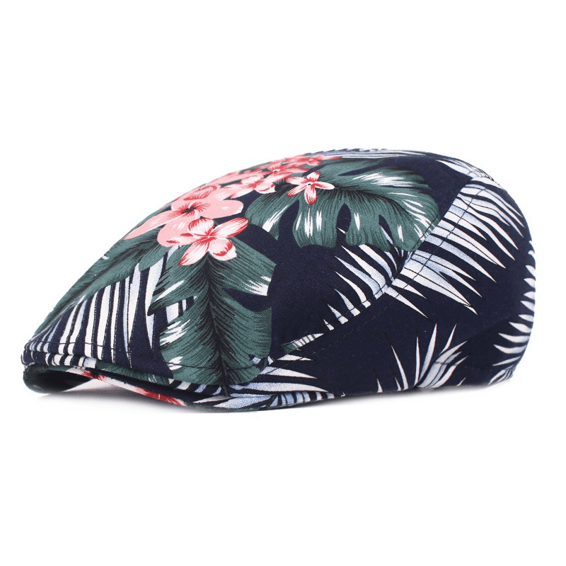 Unisex Flower Print Vogue Cotton Beret Hat - MRSLM