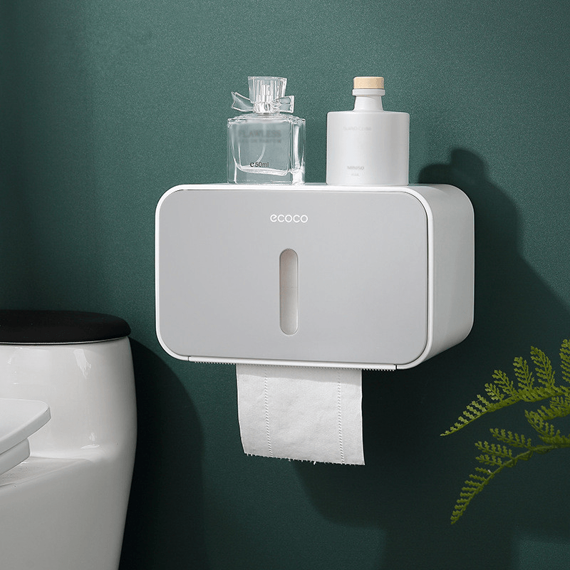 Toilet Paper Holder Shelf Waterproof Bathroom Roll Napkin Box Wall Mounted Tissue Case