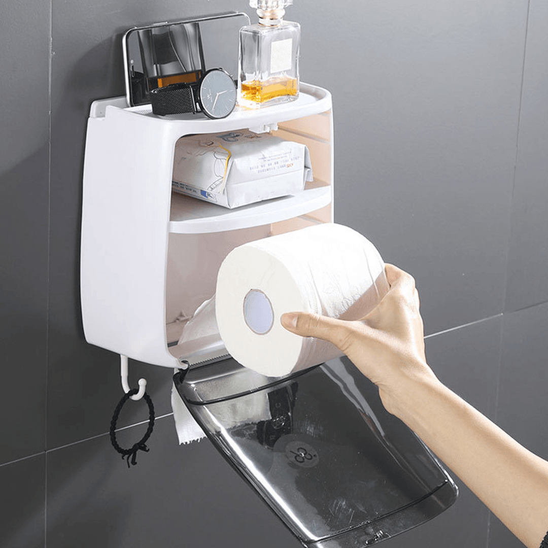 Waterproof Toilet Roll Paper Tissue Box Holder Bathroom Kitchen Wall Mounted