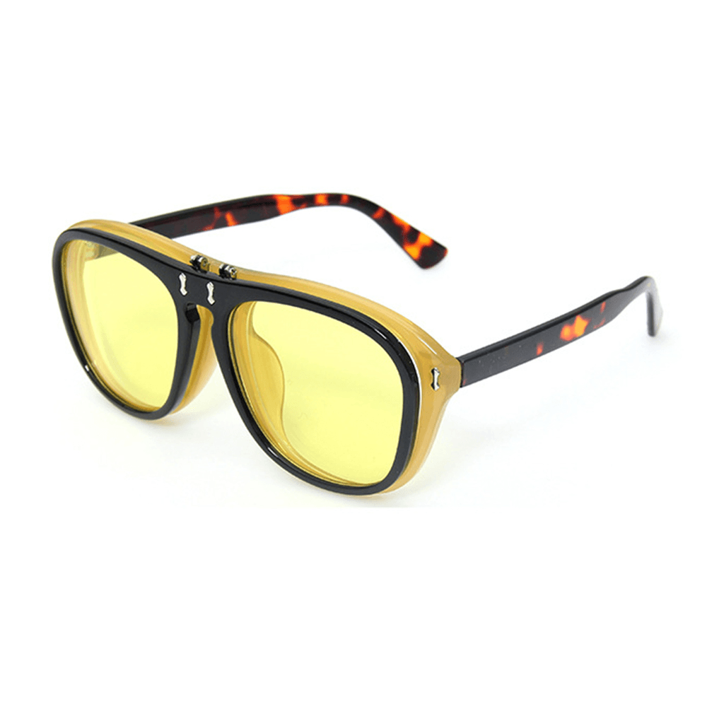 UV400 Unisex Retro Personality Metal Frame Flip Sunglasses - MRSLM