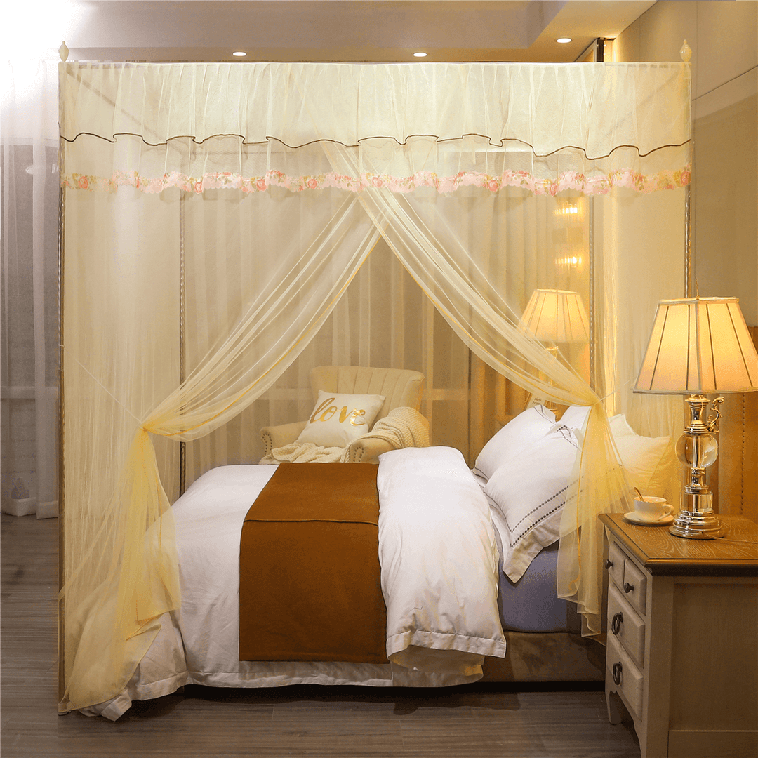 Mosquito Net 4 Corner 180*200CM Big Bed Canopy Home Bedding Lace Elegant