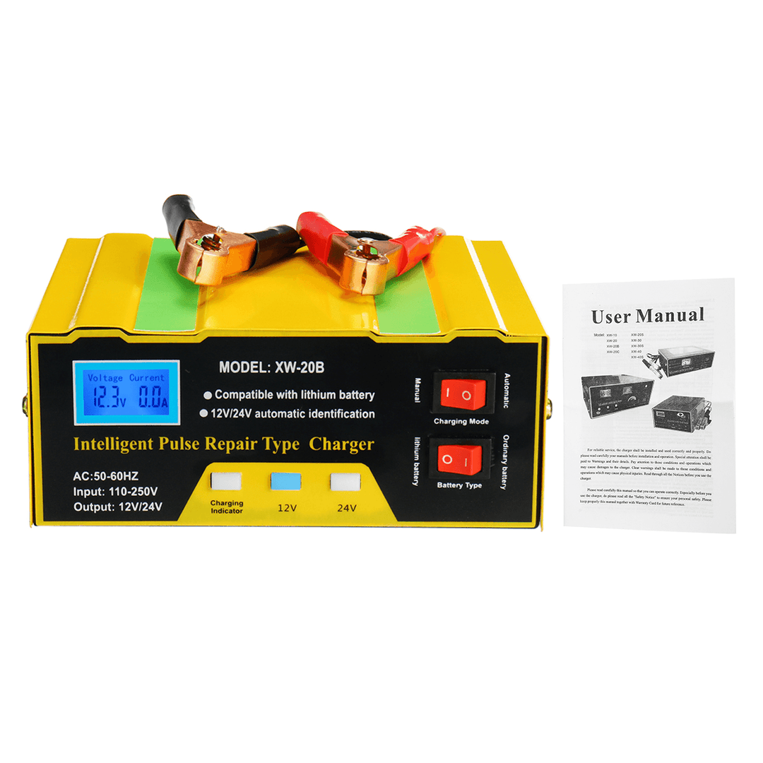 12V/24V Car Battery Charger Full Auto Intelligent 10A Pulse Repair Maintenance - MRSLM