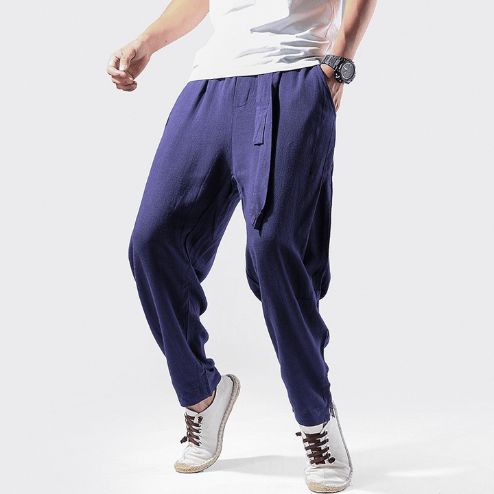 Linen Pants Chinese Style Casual Loose Large Size Harem Pants