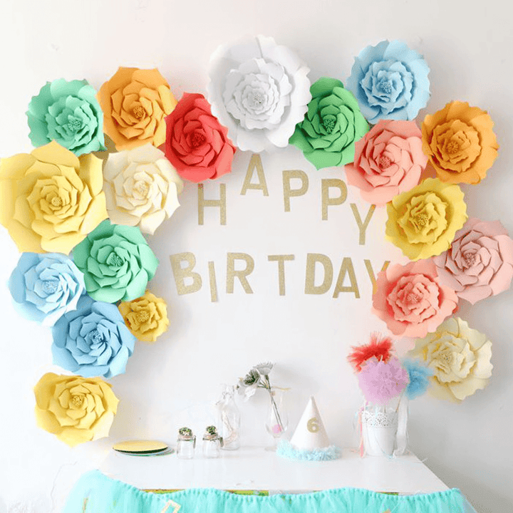 2Pcs Giant Paper Rose Flower 20Cm DIY Backdrop Wall Wedding Party Birthday Decorations