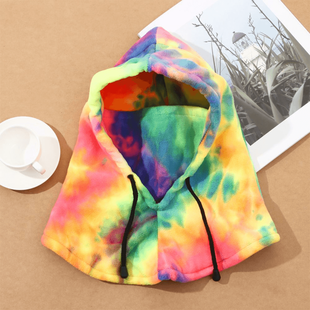 Thermal Hood Polar Fleece Tie-Dye Face Mask Mountain Skiing Fleece Scarf