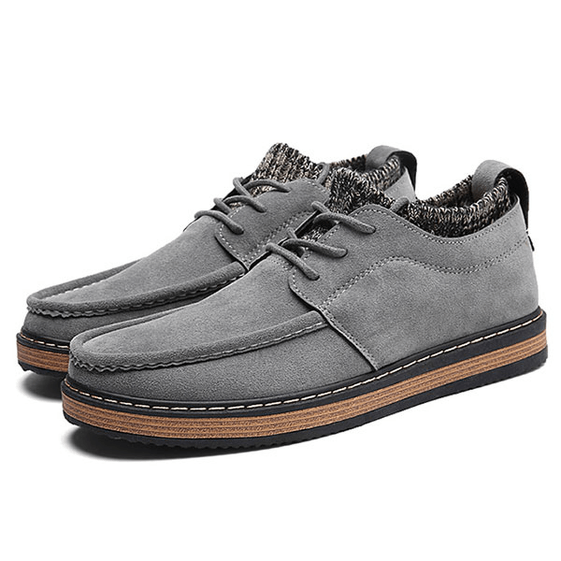 Men Brogue Style Knitted Suede Soft Sole Warm Oxfords Shoes