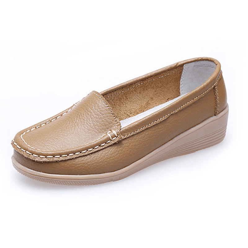 New Women Fashion Casual Breathable Comfortable Slip-On Wedge Heel Flat Shoes