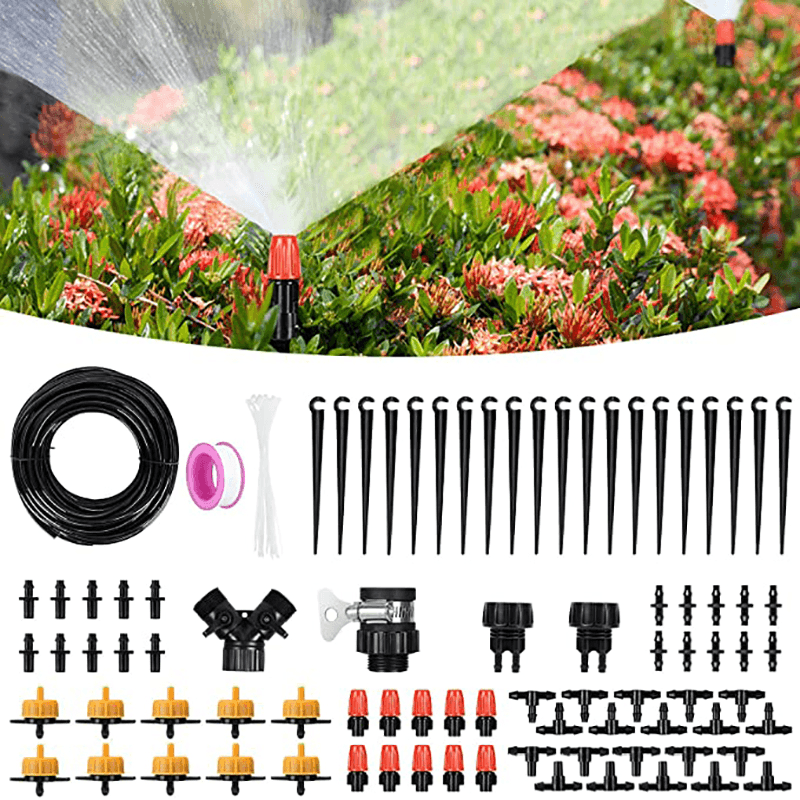 40M Drip Irrigation Kit Garden Irrigation System with Adjustable Automatic Irrigation Set Distribution Tubing Hose DIY Saving Water Irrigation for Garden Greenhouse Patio Lawn