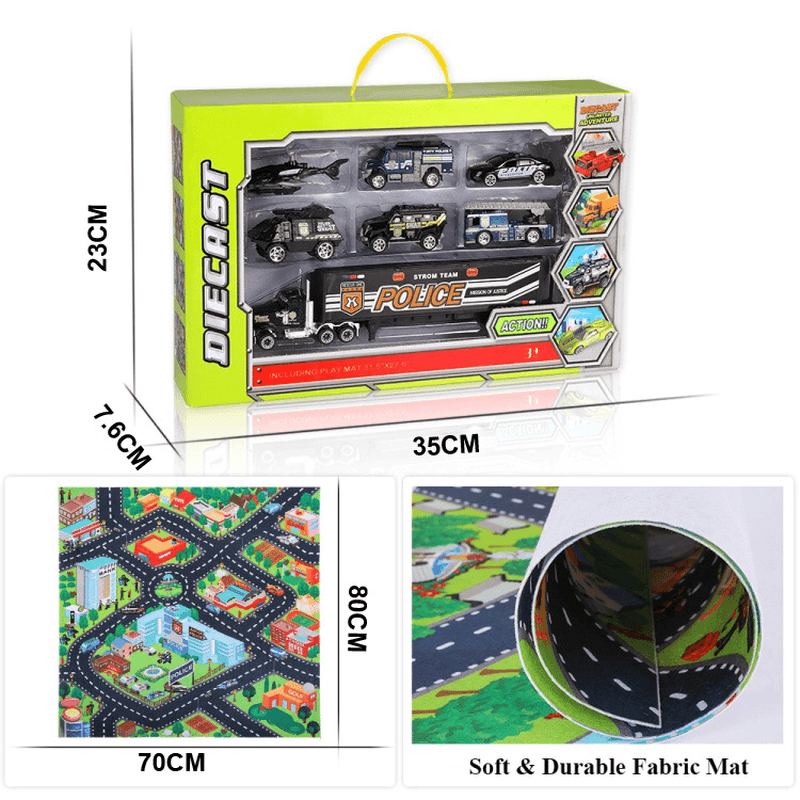 Mini Racing Toy Alloy Engineering Car Parking Lot Scene Game Mat Carpet