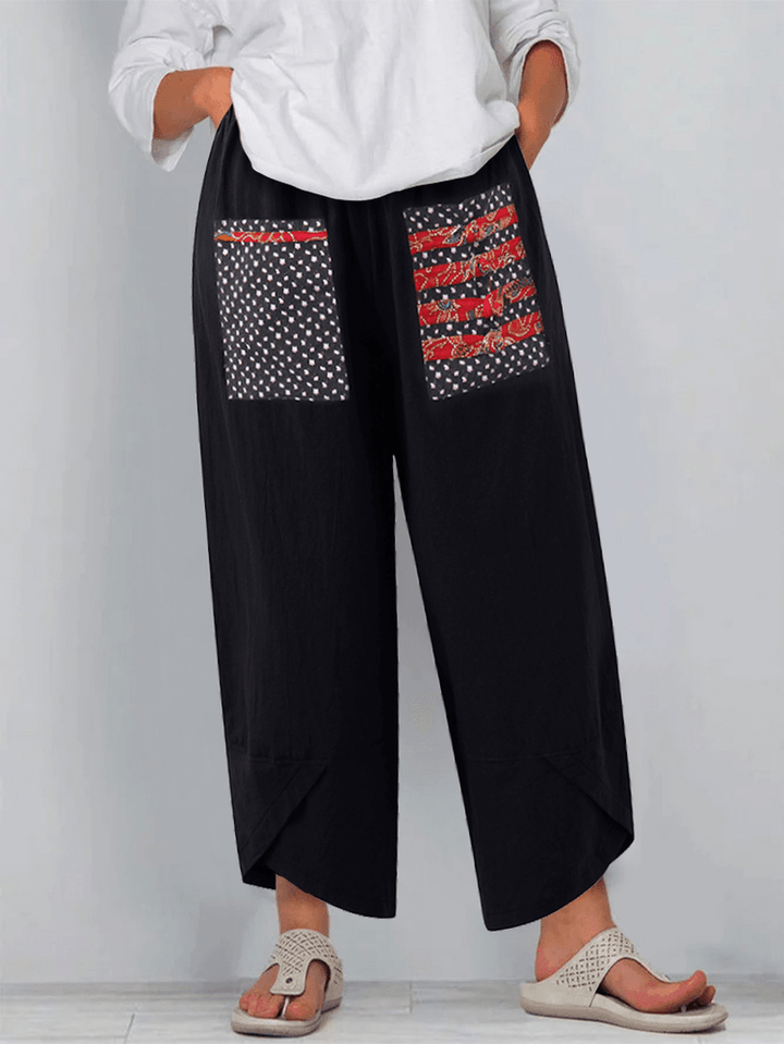 100% Cotton Loose Plicing Ninth Ethnic Style Vintage Pants - MRSLM