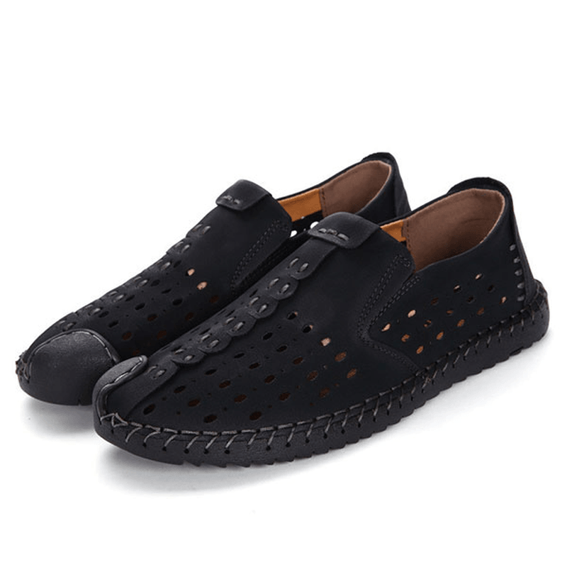 Men Hand Stitching Hollow Out Slip on Casual Flats