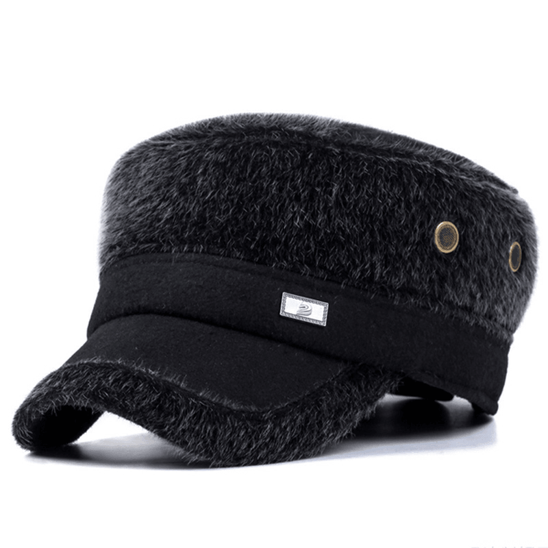 Unisex Imitation Mink Fur Earflap Ear Muffs Baseball Cap Adjustable Faux Fur Outdoor Military Hat - MRSLM