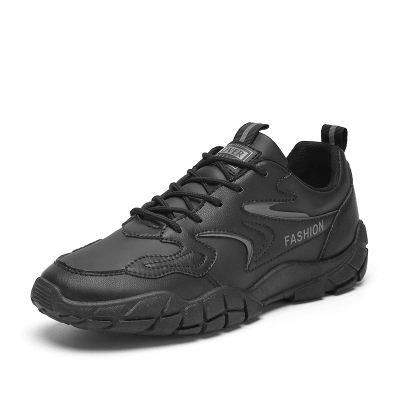 Men Breathable Soft Sole Slip Resistant Brief Solid Lace up Casual Sports Shoes